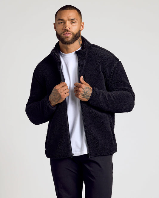 Black Sherpa Full Zip Jacket