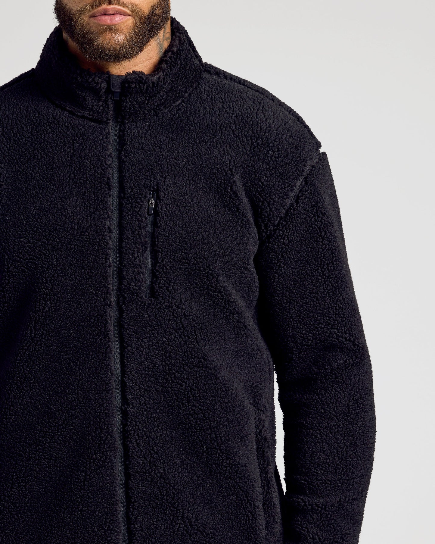 Black Sherpa Full Zip Jacket