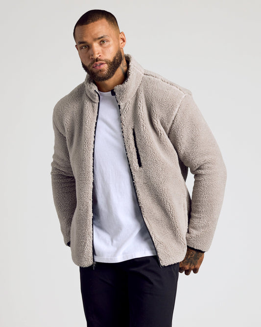 Taupe Sherpa Full Zip Jacket