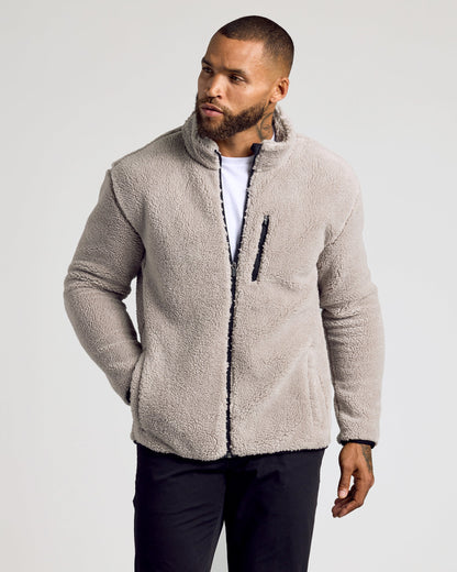 Taupe Sherpa Full Zip Jacket