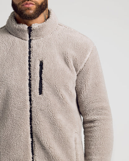 Taupe Sherpa Full Zip Jacket