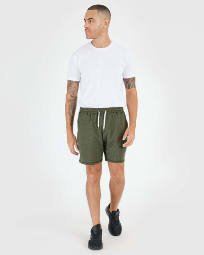 Dark Heather Military Green Active Comfort Shorts