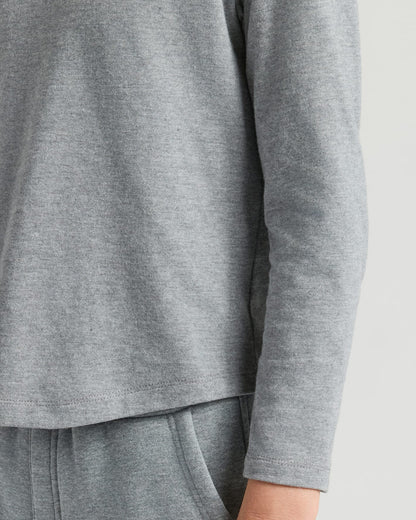 Boys' Heather Gray Classic Long Sleeve Crew Neck