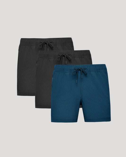5" Seersucker Swim Trunks 3-Pack
