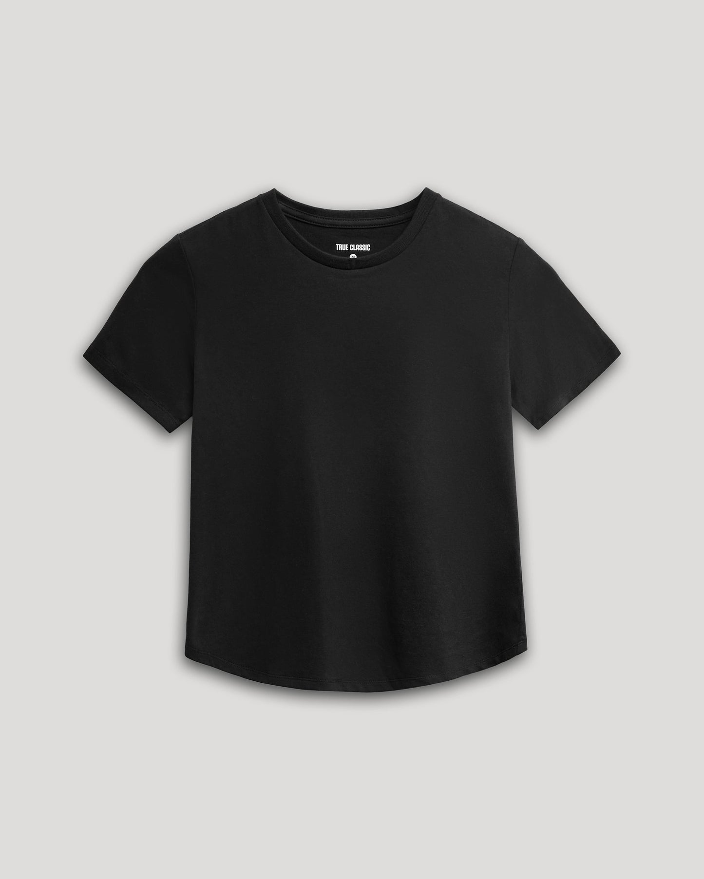 Boys' Black Classic Curved Hem Crew Neck