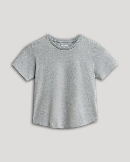 Boys' Heather Gray Classic Curved Hem Crew Neck