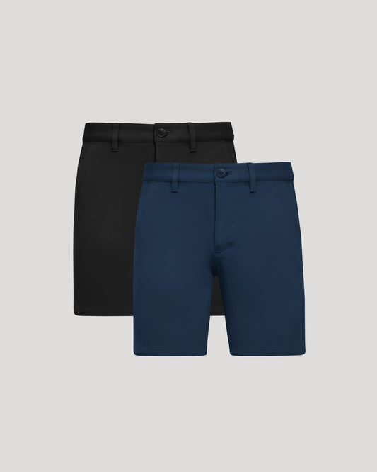 7" Navy & Black Chino Shorts 2-Pack