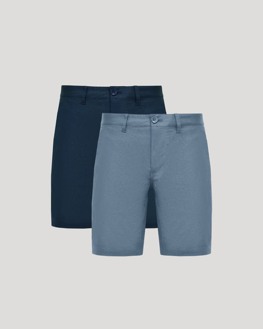 9" Navy & Fiord Linen Shorts 2-Pack