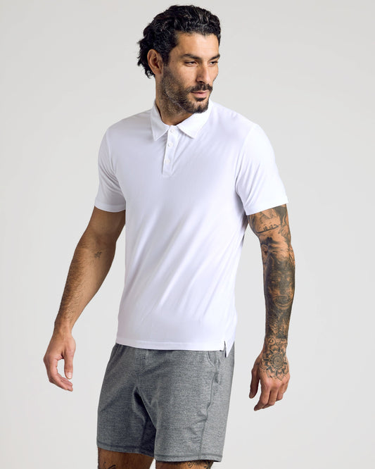 White Active Short Sleeve Polo