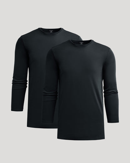 All Black Premium Pima Long Sleeve Crew 2-Pack