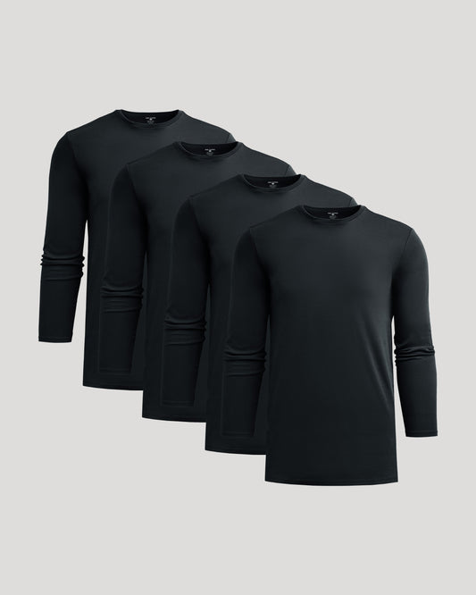 All Black Tall Premium Pima Long Sleeve Crew 4-Pack