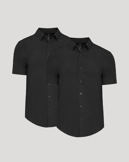 All Black Short Sleeve Performance Dress Shirt 2-Pack