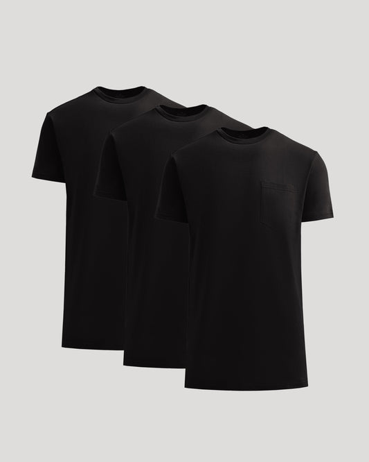 All Black Tall Heavyweight Pocket Crew Neck 3-Pack