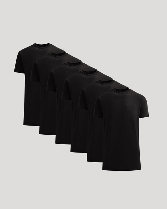 All Black Tall Heavyweight Pocket Crew 6-Pack