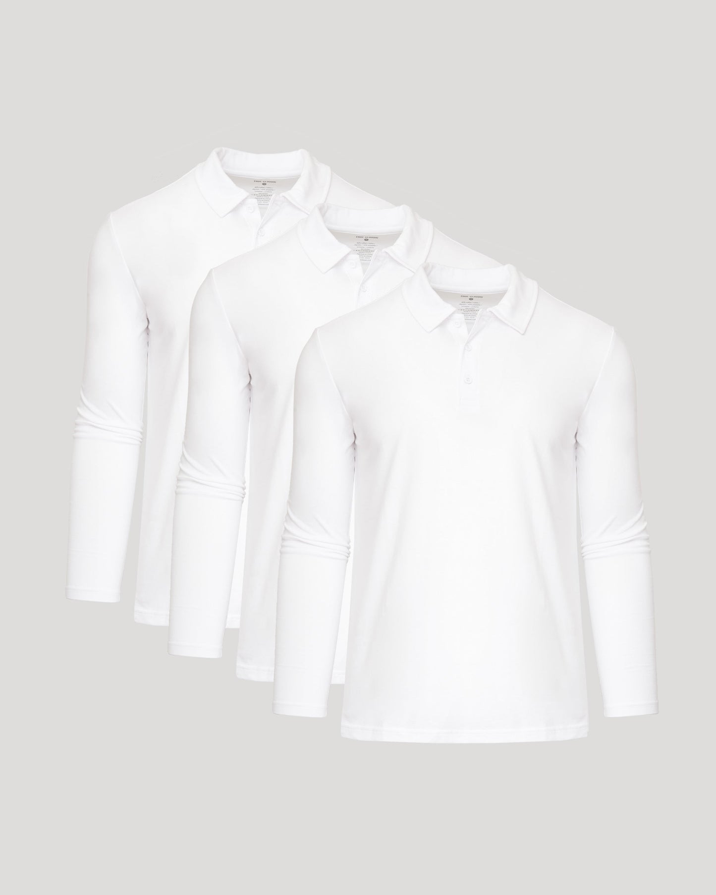 White Classic Long Sleeve Polo 3-Pack