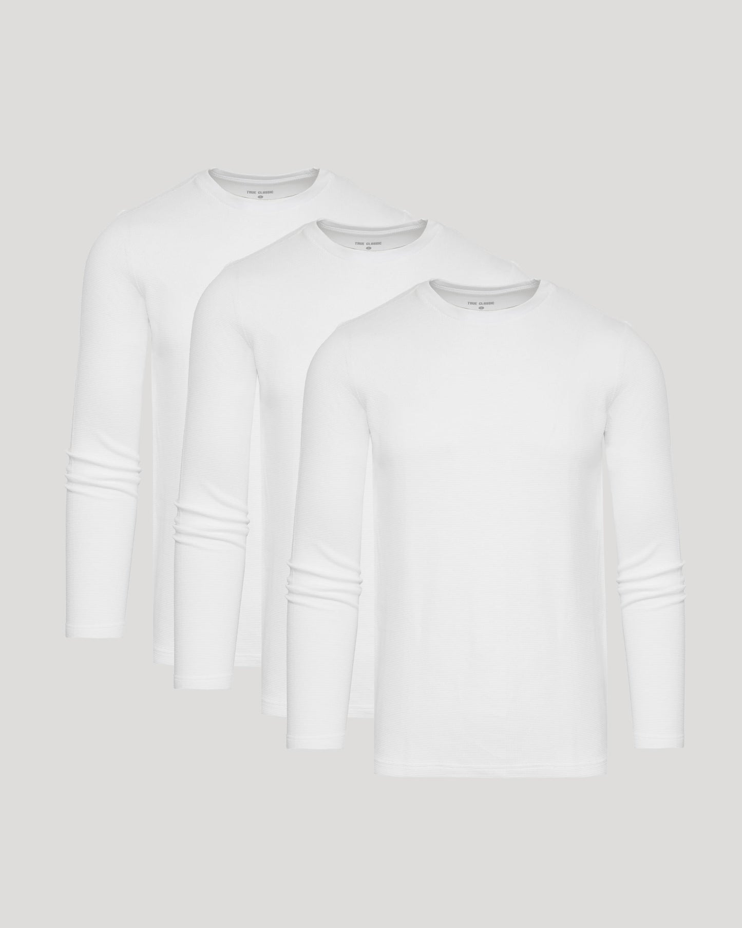 White Waffle Long Sleeve Crew Neck 3-Pack
