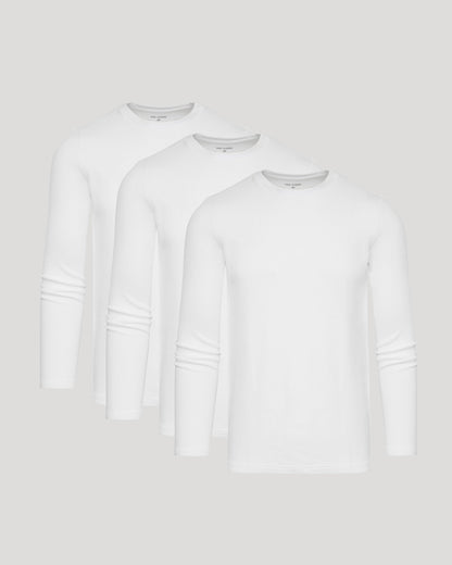 White Waffle Long Sleeve Crew Neck 3-Pack