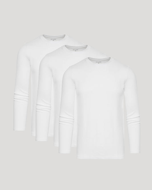 White Waffle Long Sleeve Crew Neck 3-Pack