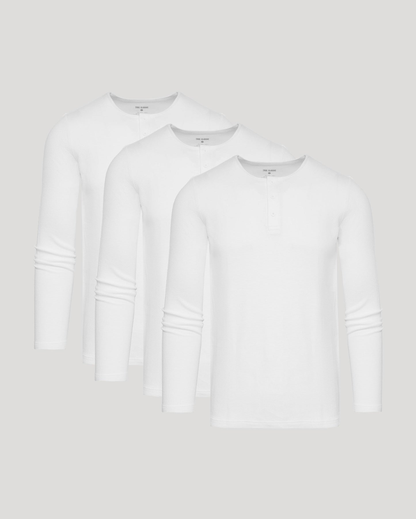 White Waffle Long Sleeve Henley 3-Pack