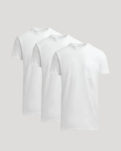 All White Tall Heavyweight Pocket Crew Neck 3-Pack
