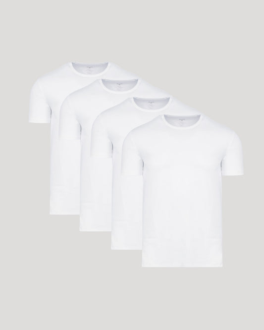 All White Premium Pima Crew Neck 4-Pack