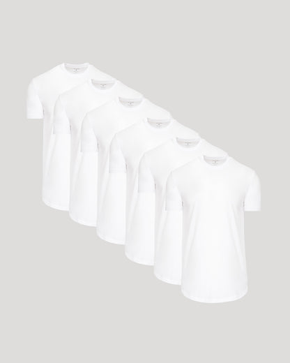 All White Short Sleeve Tall Curved Hem Crew 6-Pack