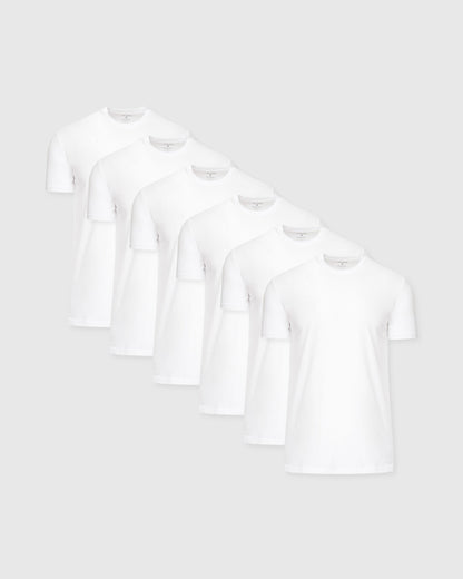 All-White Tall Straight Hem Crew Neck T-Shirt 6-Pack