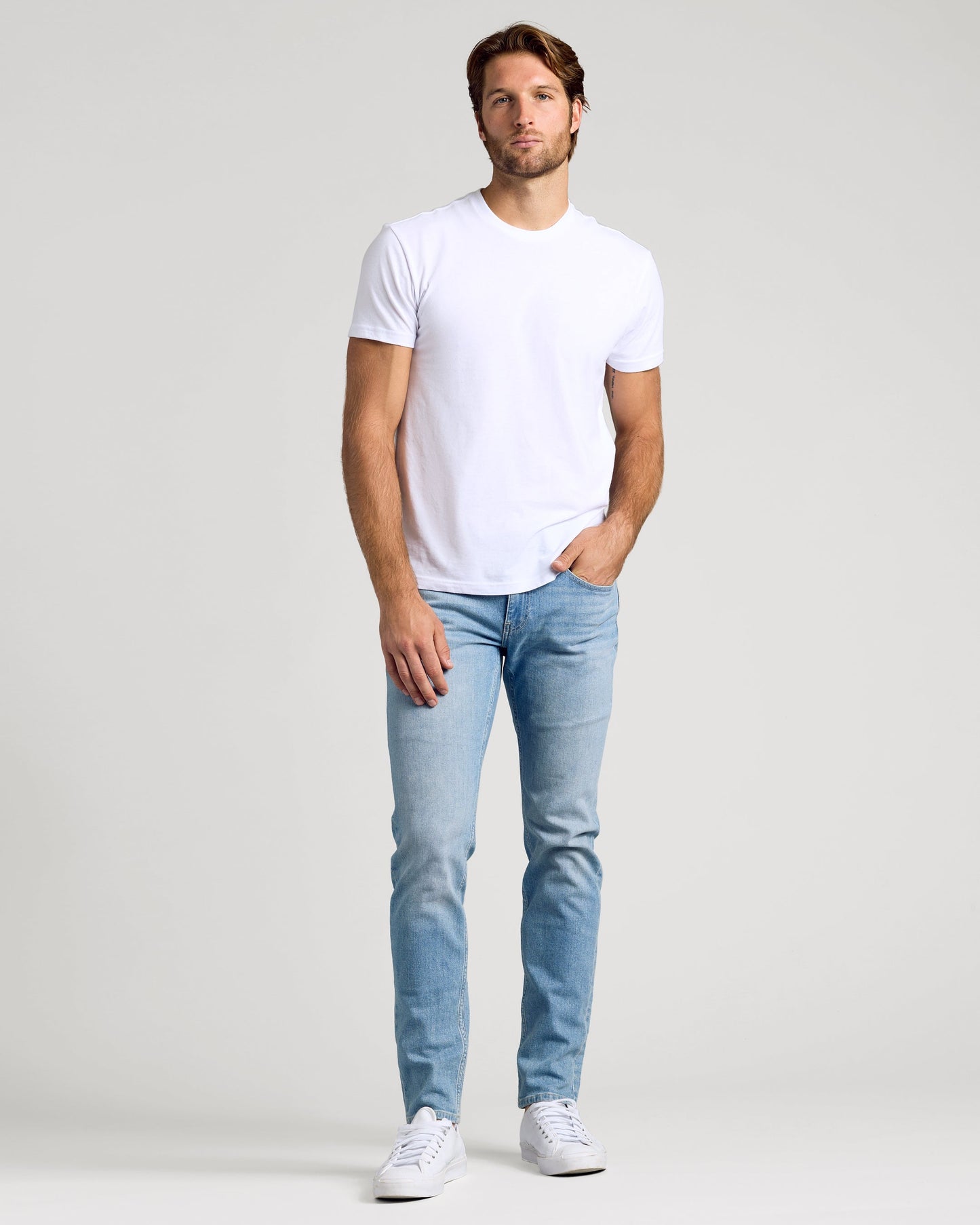 Light Indigo Wash Slim Authentic Denim Jeans