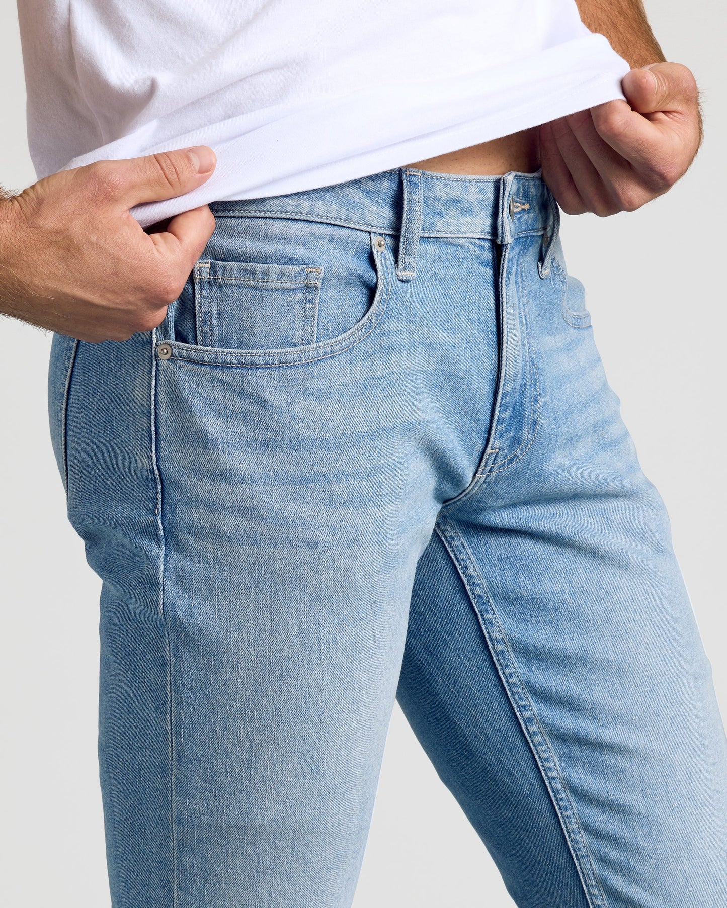 Light Indigo Wash Slim Authentic Denim Jeans