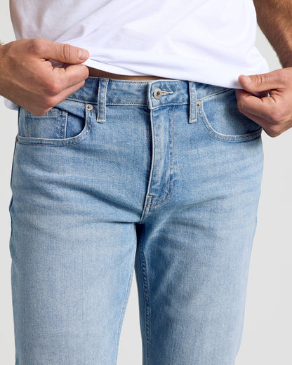 Light Indigo Wash Straight Authentic Denim Jeans