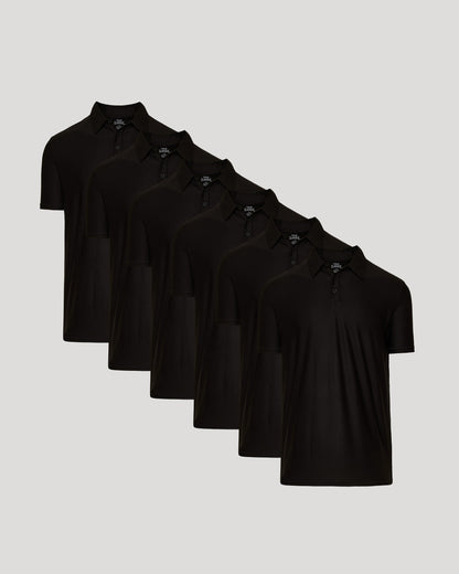 Black Active Polo 6-Pack