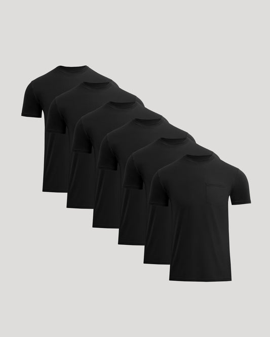 Black Classic Pocket Crew 6-Pack