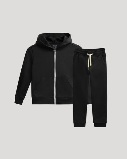 Boys' Black Full Zip Fleece Hoodie & Jogger 2-Pack