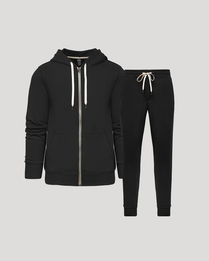 Black Full Zip Fleece Hoodie & Jogger 2-Pack