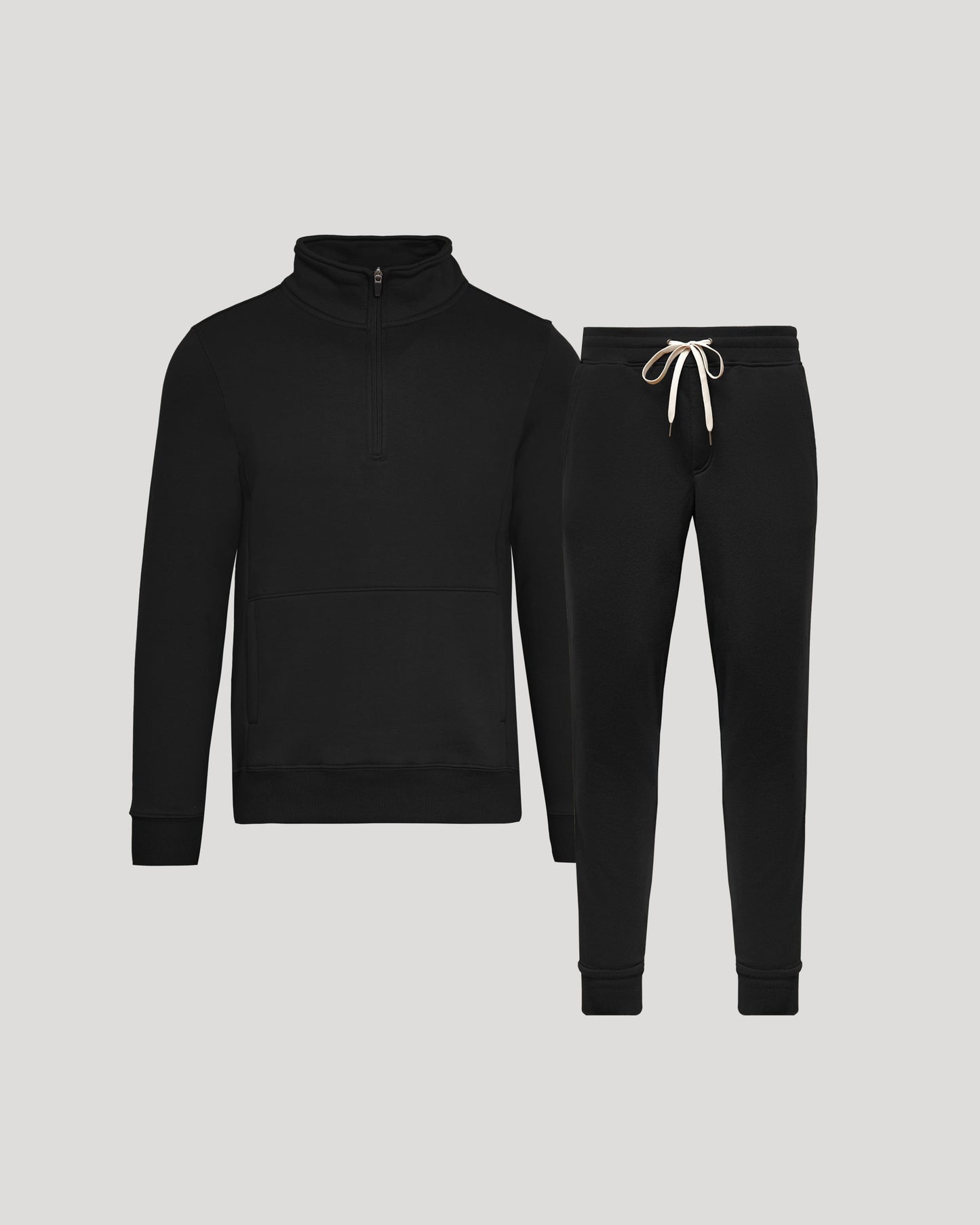 Black Half Zip Fleece Sweatshirt & Jogger 2-Pack