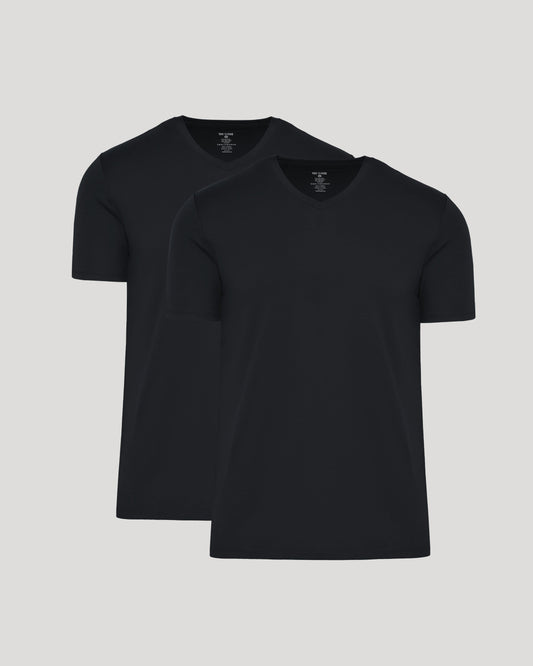Black Premium Pima V-Neck 2-Pack
