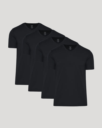 Black Premium Pima V-Neck 4-Pack