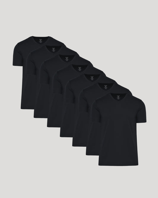 Black Premium Pima V-Neck 7-Pack
