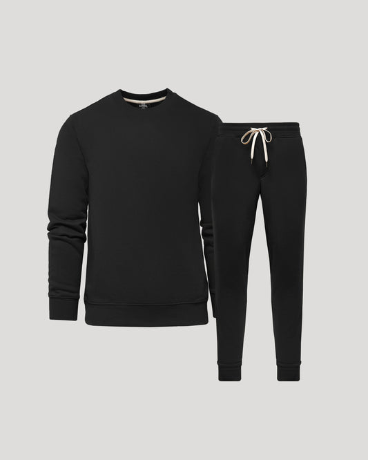 Black Pullover Fleece Crew & Jogger 2-Pack