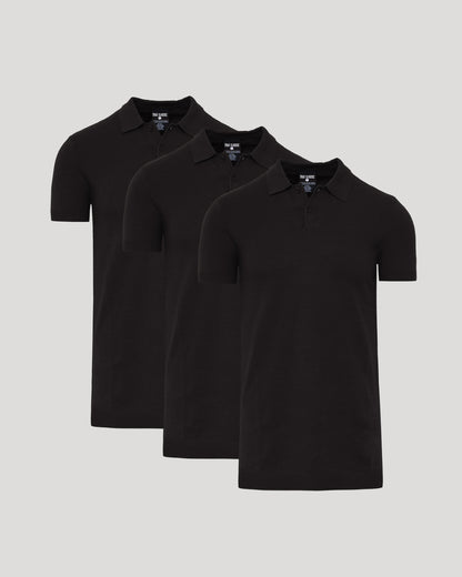 Black Tall Dressy Polo 3-Pack