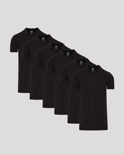Black Tall Dressy Polo 6-Pack