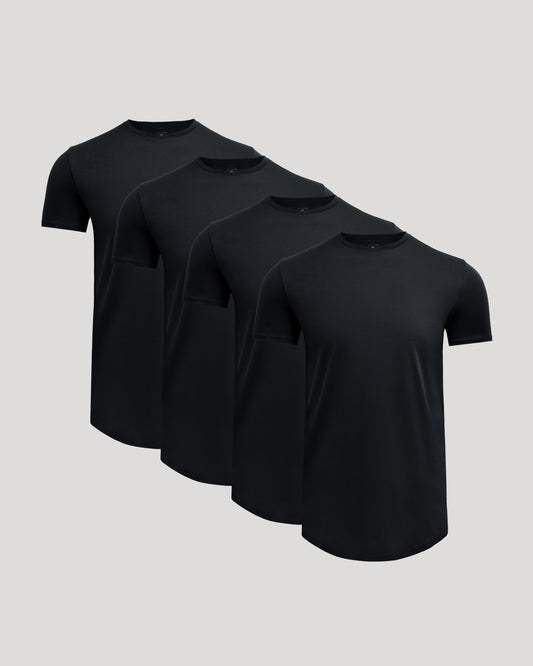 Black Tall Premium Pima Crew Curved Hem 4-Pack