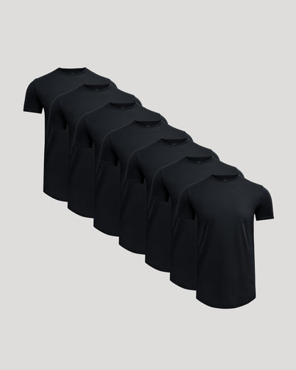 Black Tall Premium Pima Crew Curved Hem 7-Pack