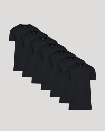 Black Tall Premium Pima V-Neck 7-Pack