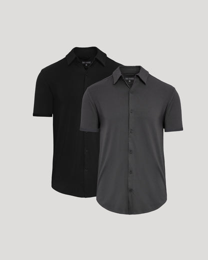Black & Carbon Short Sleeve Knit Shirt 2-Pack
