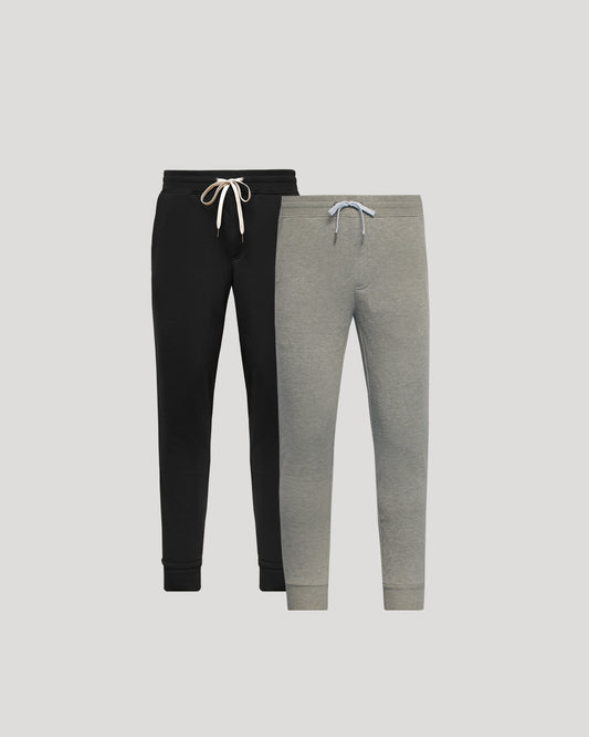 Black & Dark Heather Gray Fleece French Terry Joggers 2-Pack