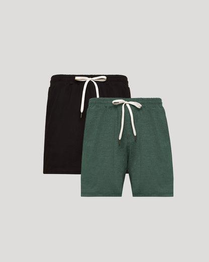 Black & Heather Forest Active Comfort Shorts 2-Pack