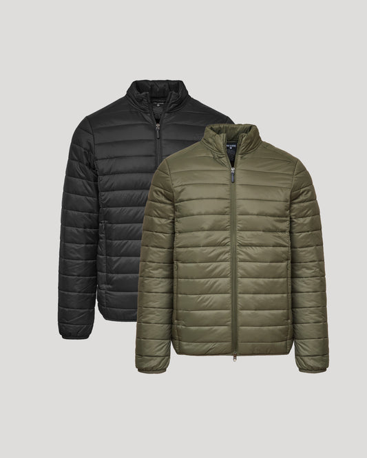 Black & Military Green Puffer Jacket 2-Pack