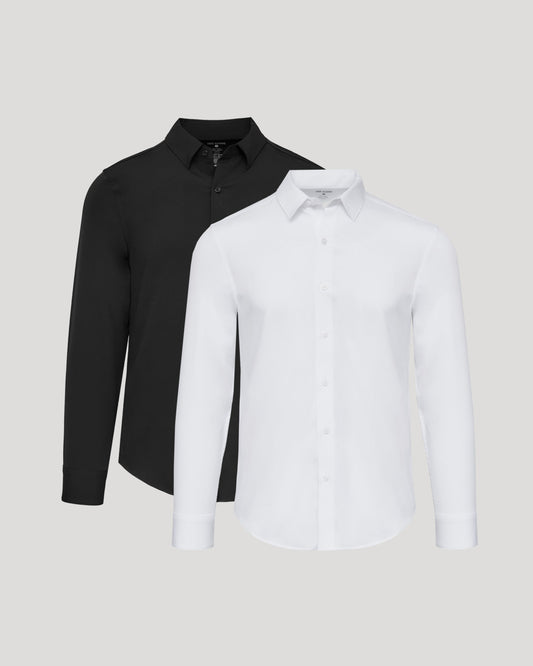 Black & White Long Sleeve Performance Dress Shirt 2-Pack
