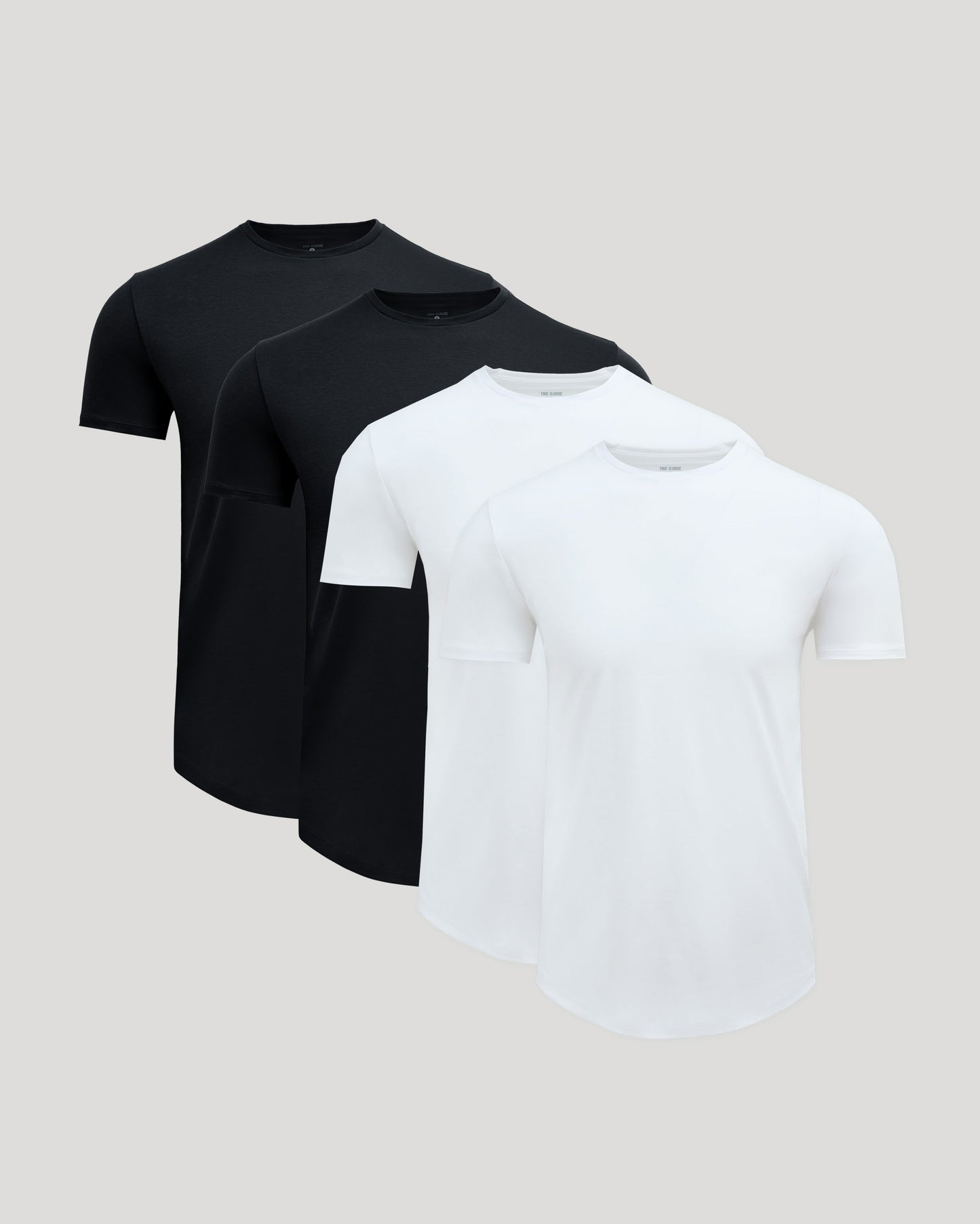 Black & White Premium Pima Crew Curved Hem 4-Pack
